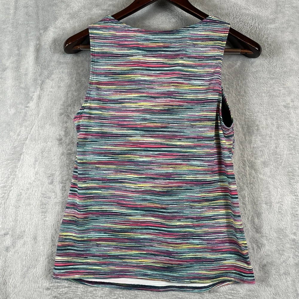 Lands End Womens 10 Tankini Swim Top Built In Bra Striped Multicolor Beach Pool - Picture 3 of 6